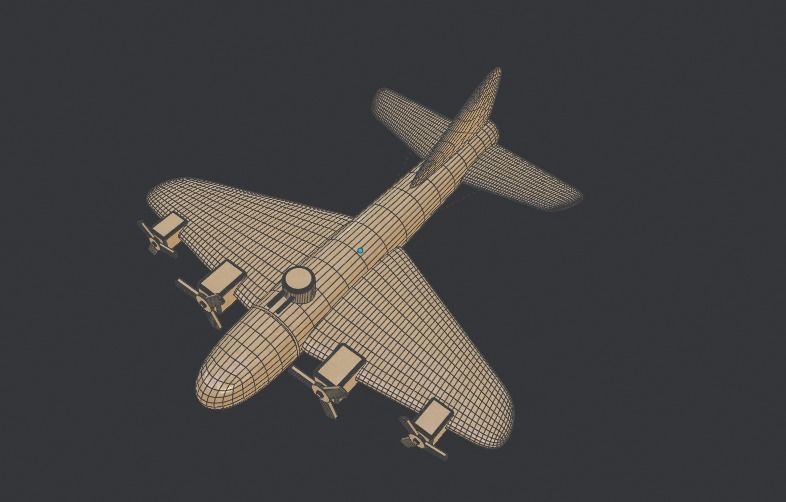 Wooden Bomber Low-poly 3D model_10