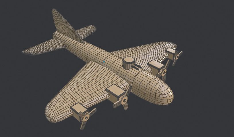 Wooden Bomber Low-poly 3D model_11