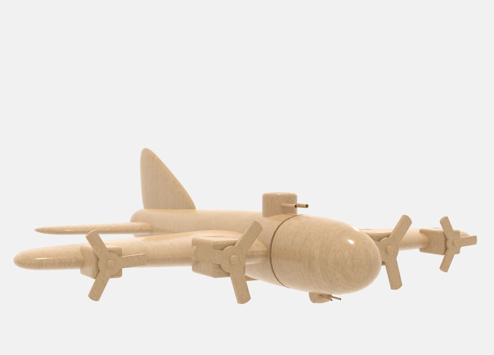 Wooden Bomber Low-poly 3D model_5
