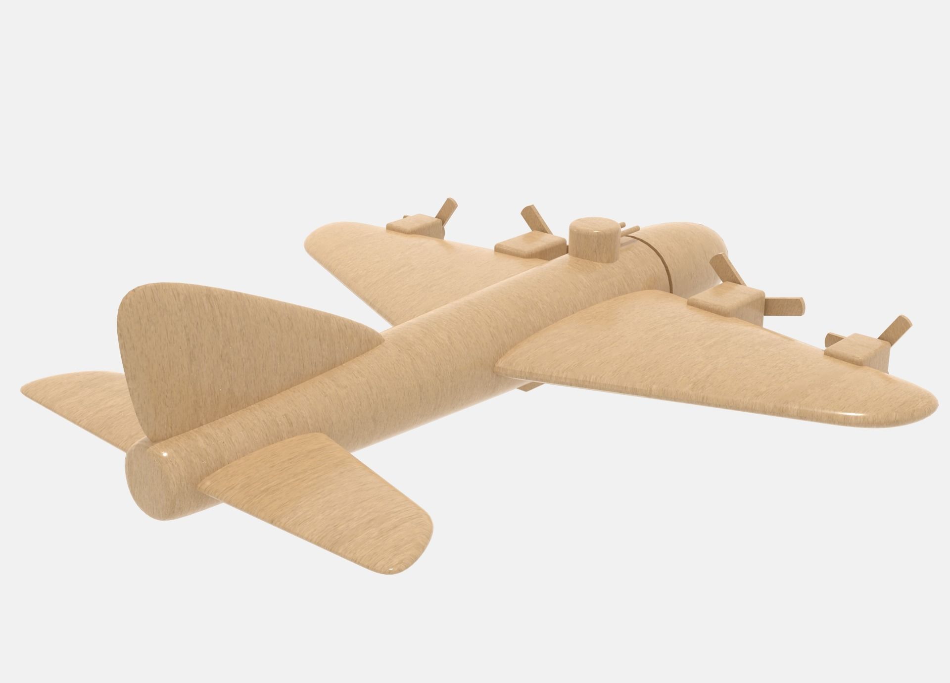 Wooden Bomber Low-poly 3D model_6