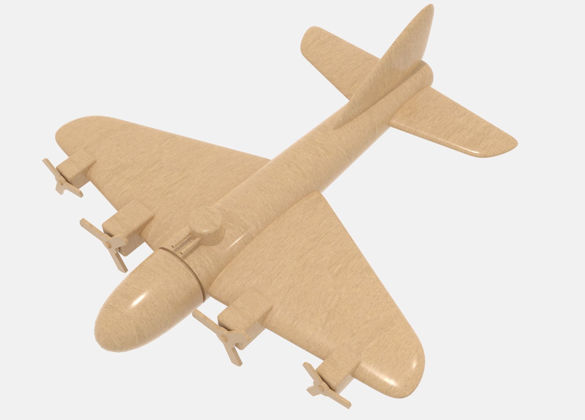 Wooden Bomber Low-poly 3D model_2