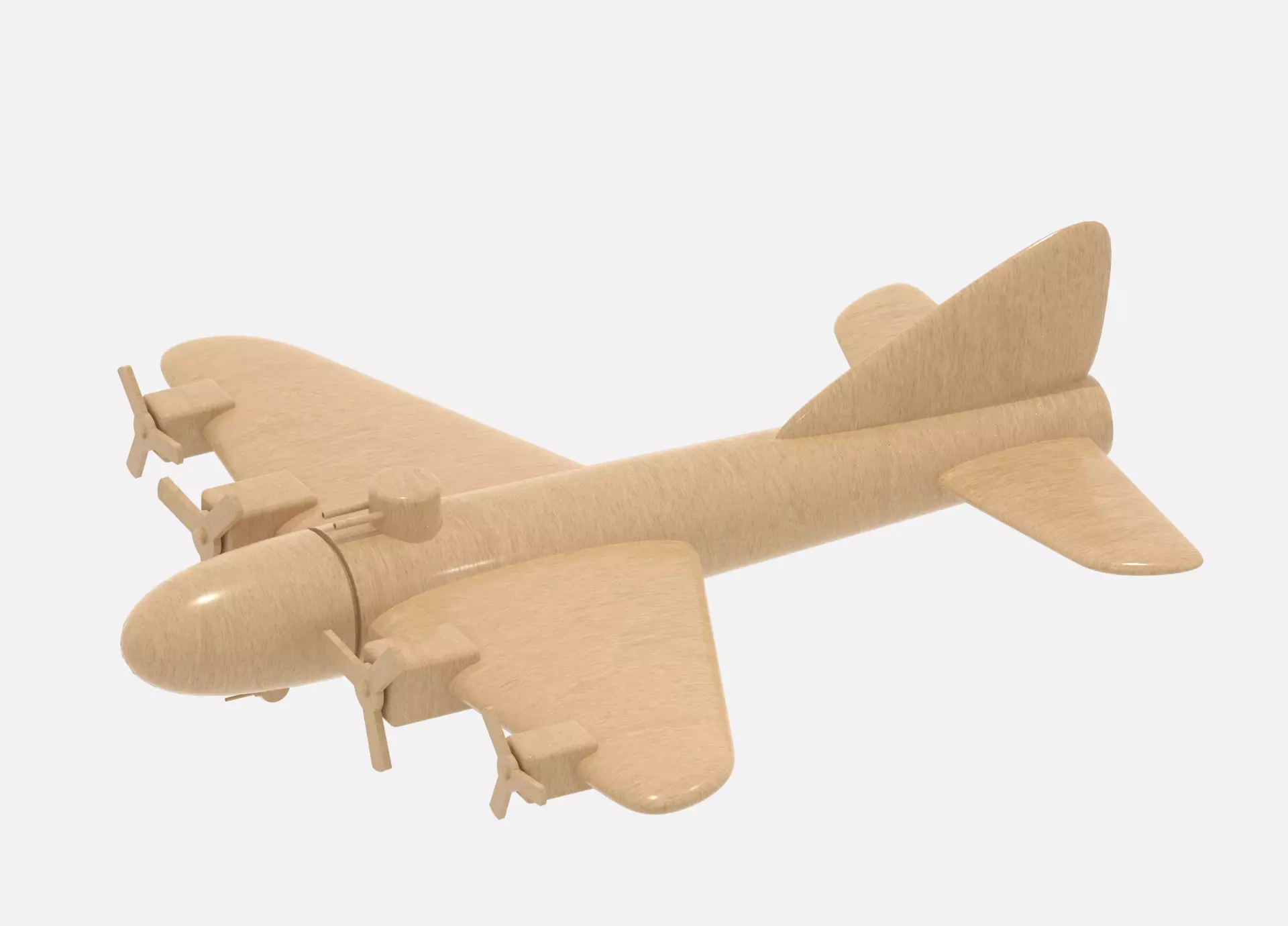 Wooden Bomber Low-poly 3D model_0