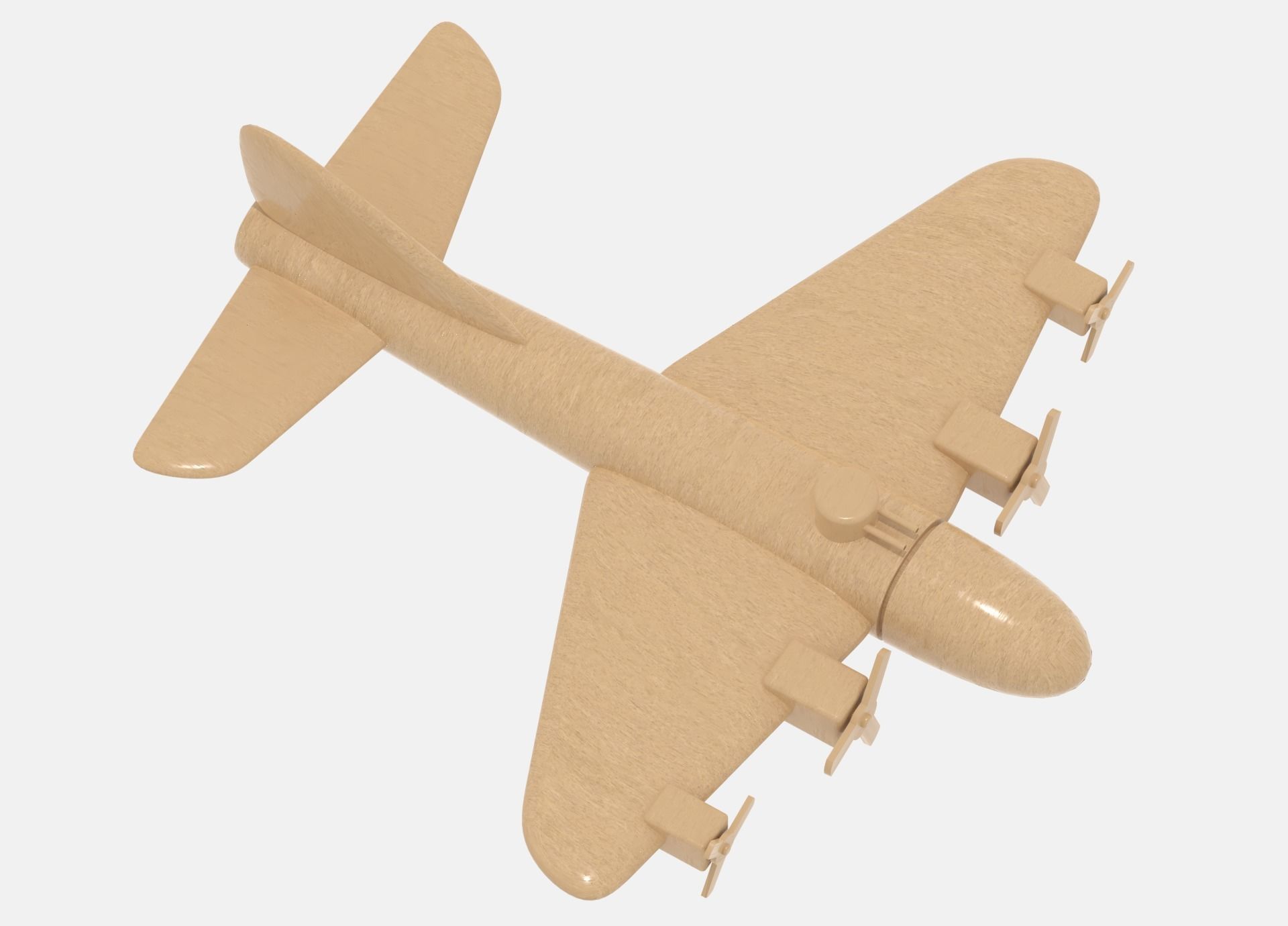 Wooden Bomber Low-poly 3D model_1