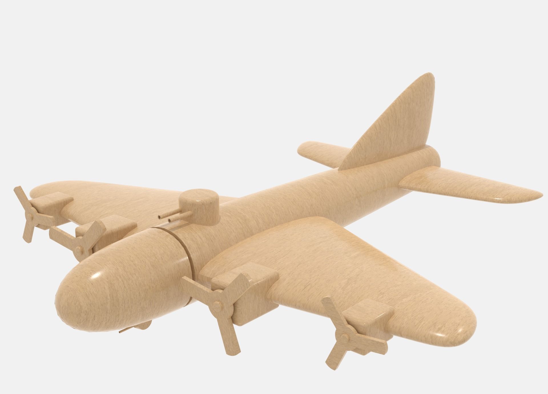Wooden Bomber Low-poly 3D model_3