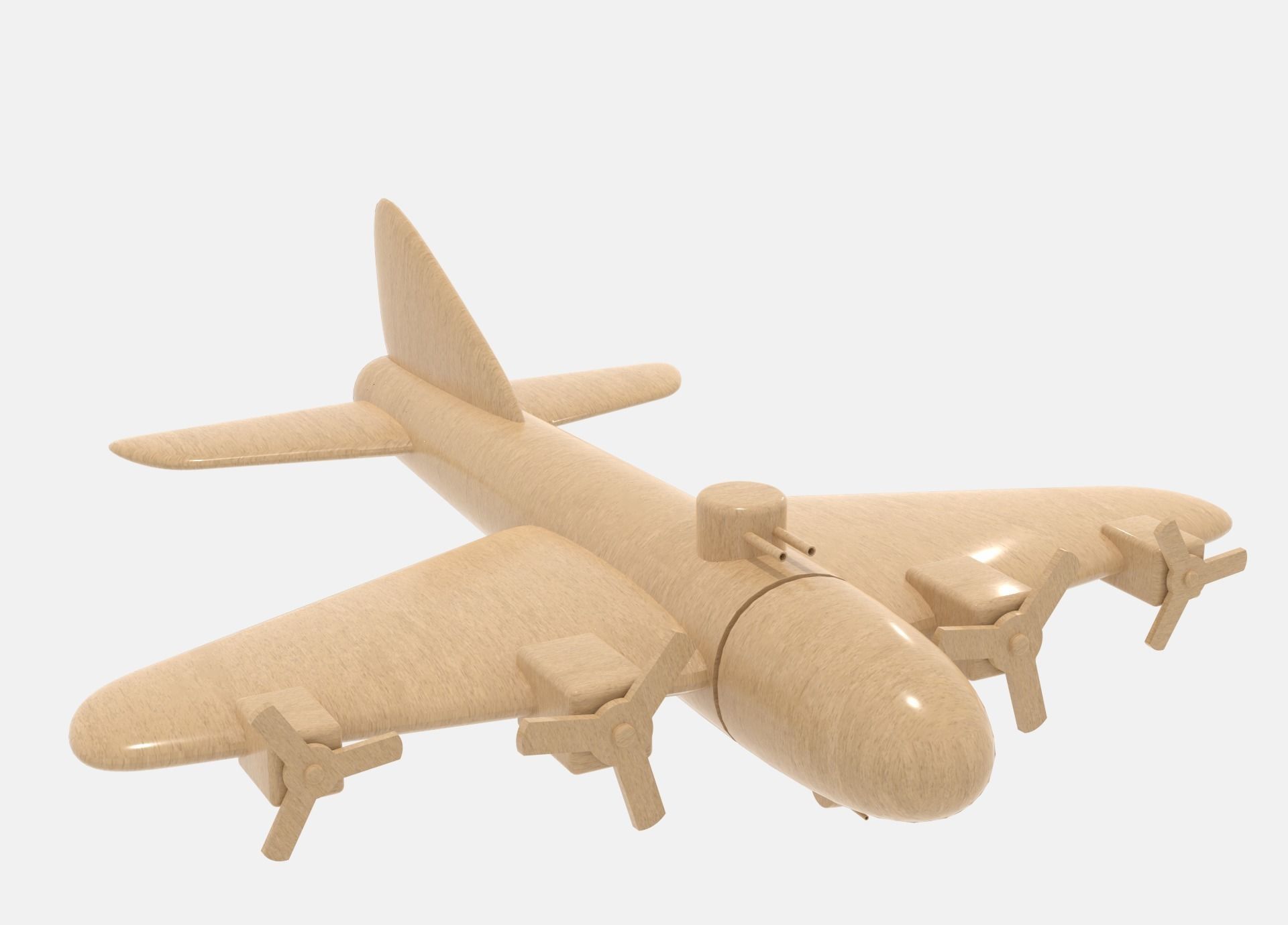 Wooden Bomber Low-poly 3D model_4