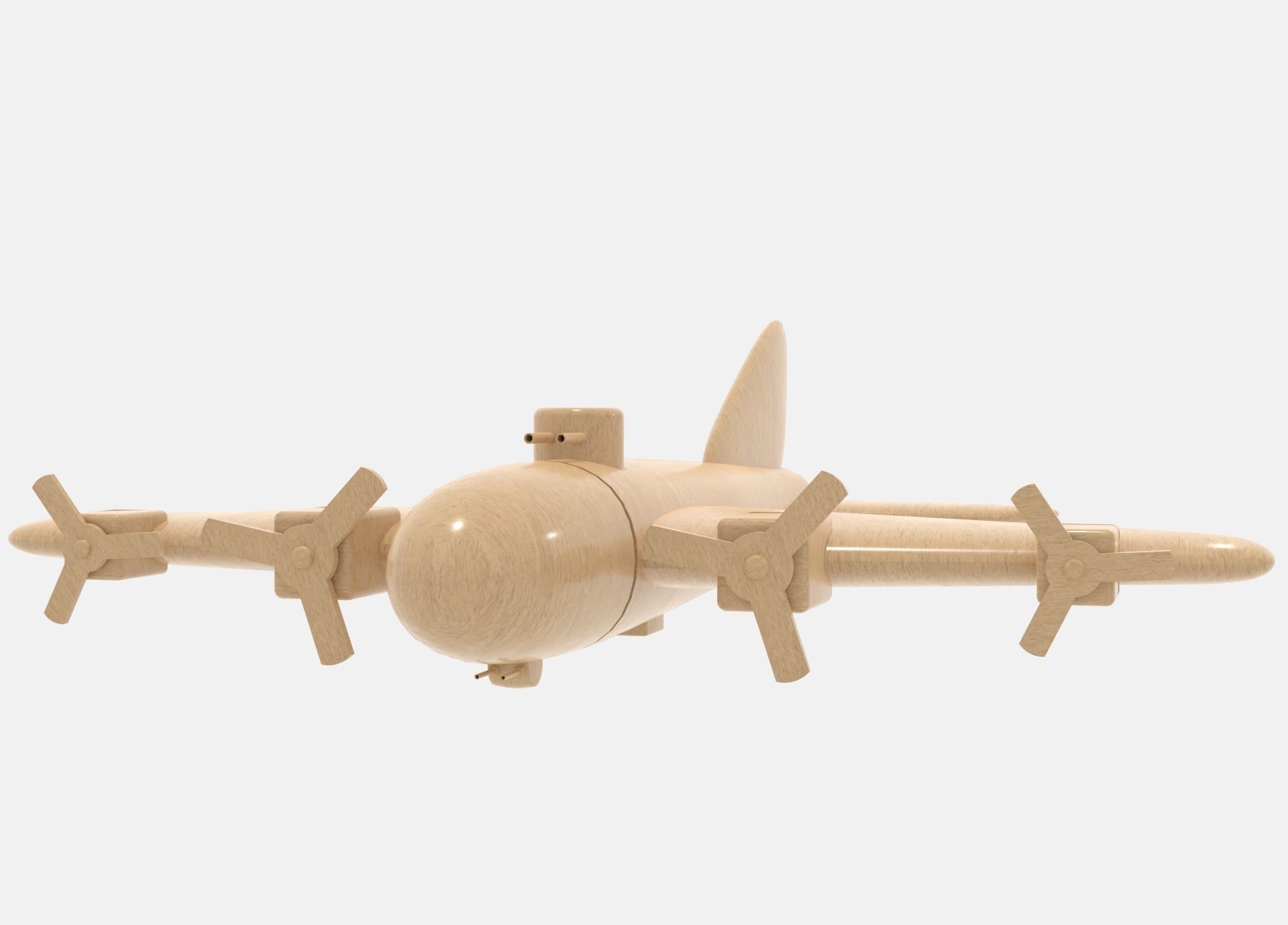 Wooden Bomber Low-poly 3D model_7