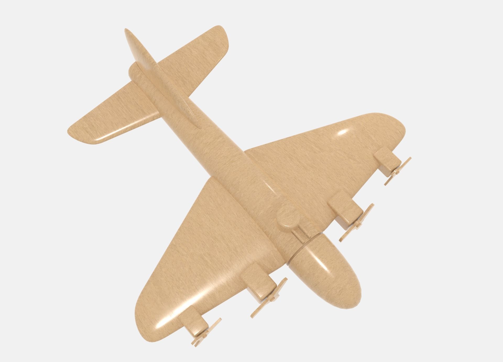 Wooden Bomber Low-poly 3D model_8