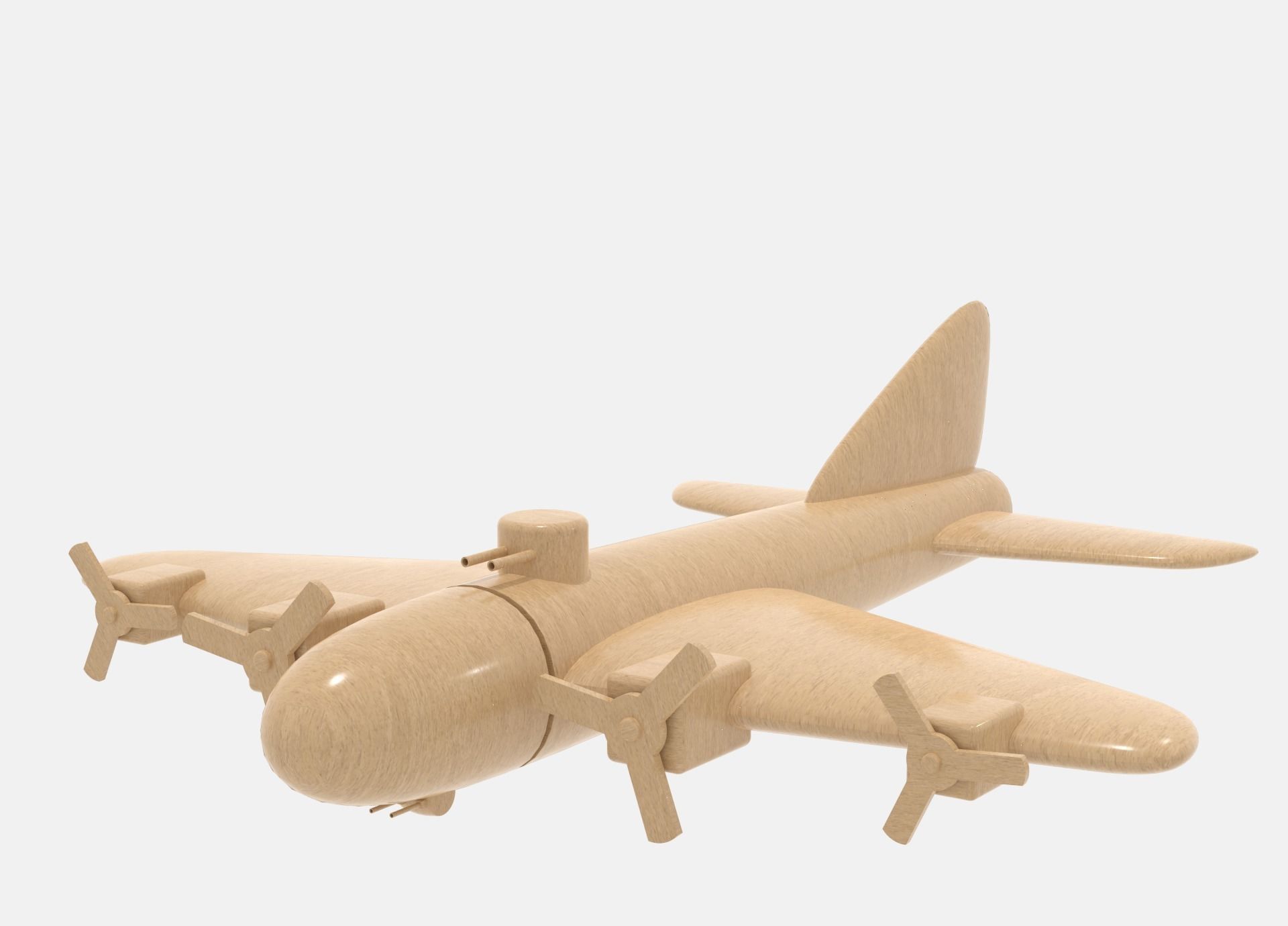 Wooden Bomber Low-poly 3D model_9