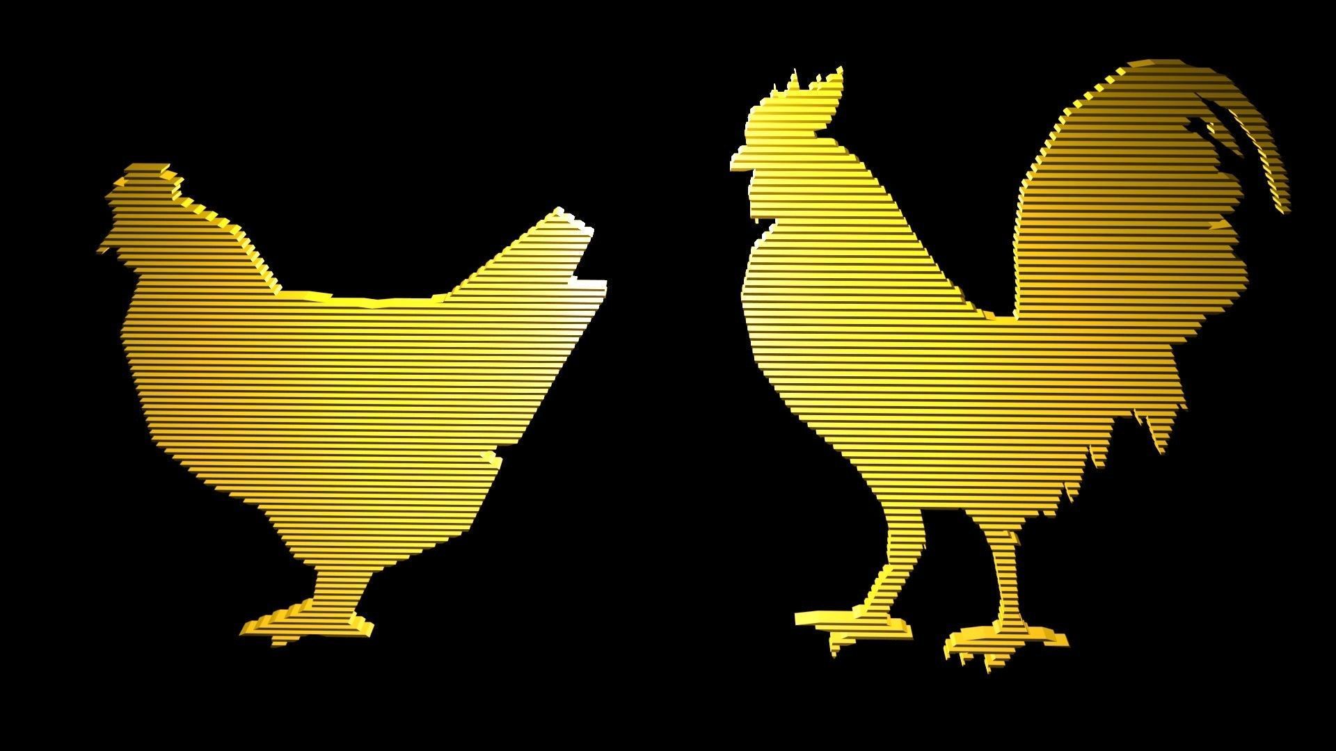 Low poly chicken symbols 1 Free low-poly 3D model_0