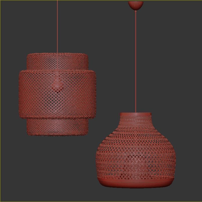 Rattan pendant lamp 3D model_4