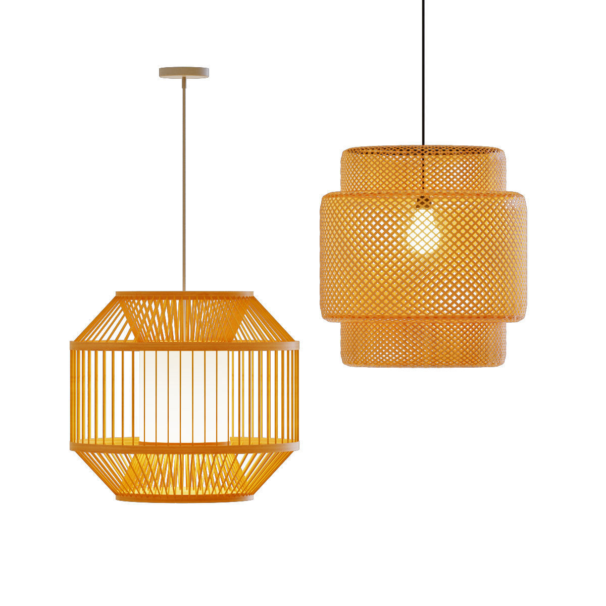 Rattan pendant lamp 3D model_1