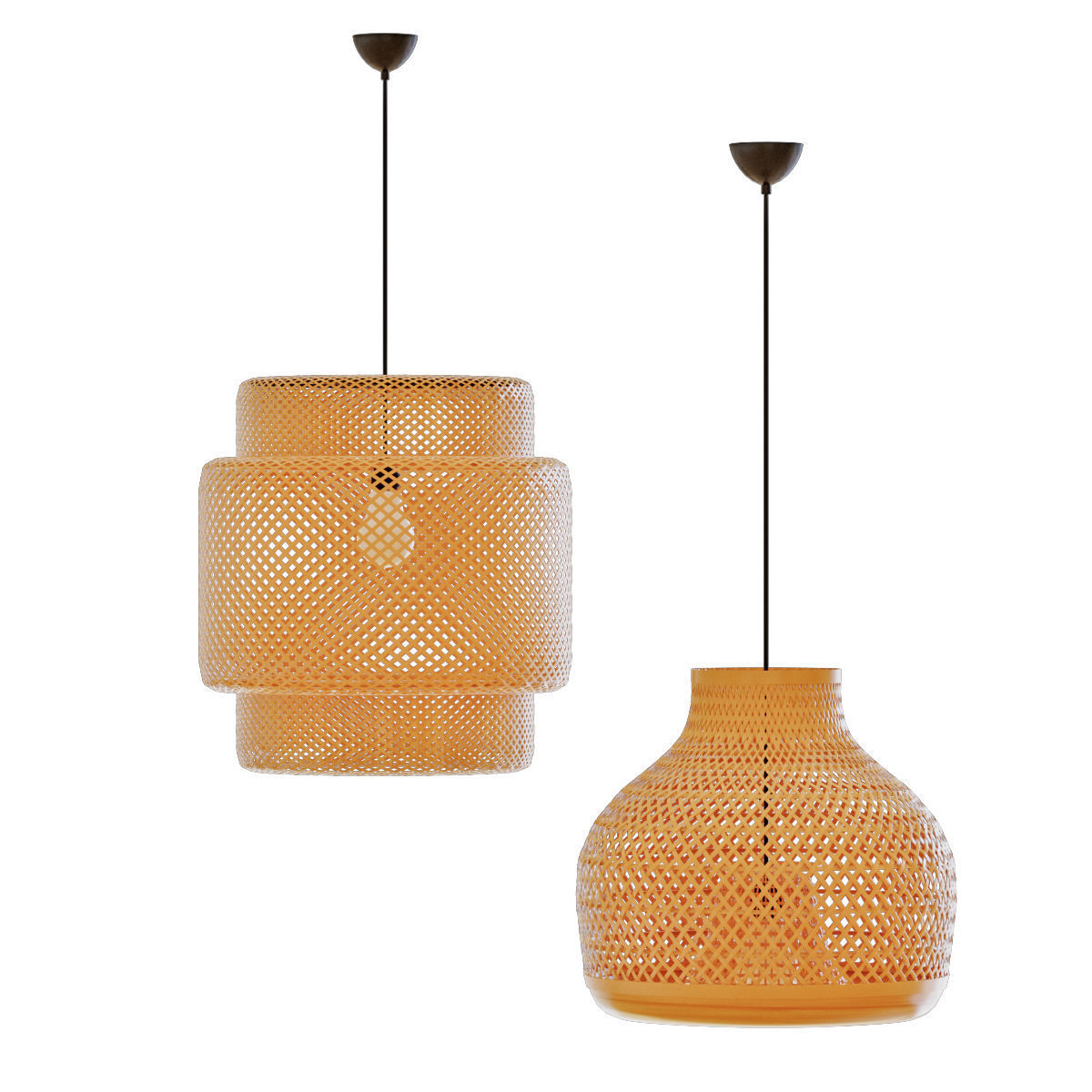 Rattan pendant lamp 3D model_2