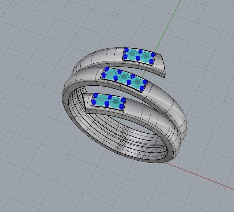 Women ring helix with gems 3dm stl CAD 3D print model_26