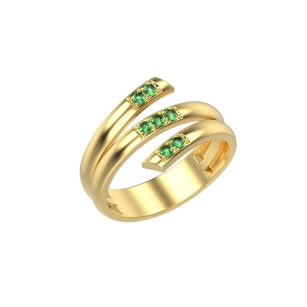 Women ring helix with gems 3dm stl CAD 3D print model_12