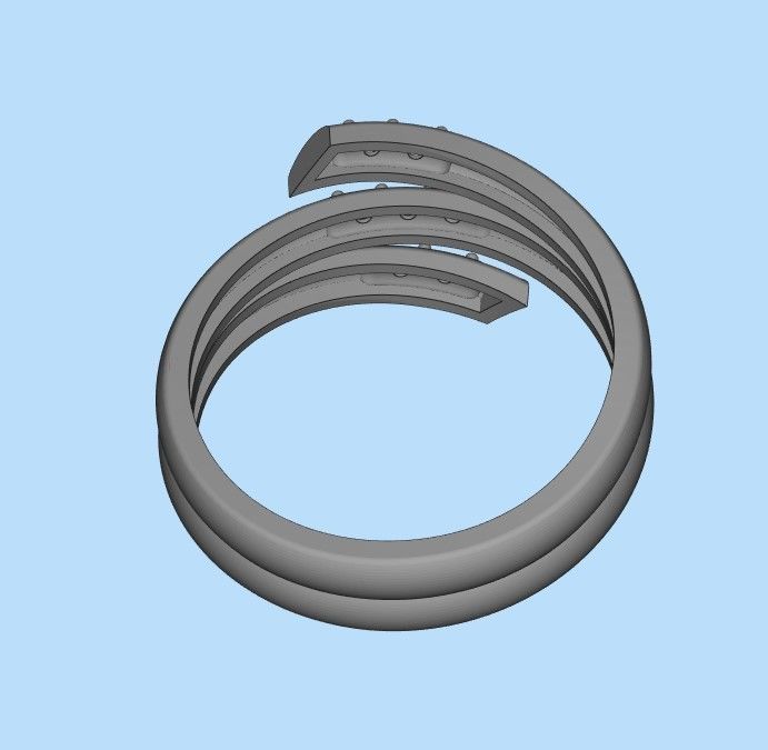 Women ring helix with gems 3dm stl CAD 3D print model_32