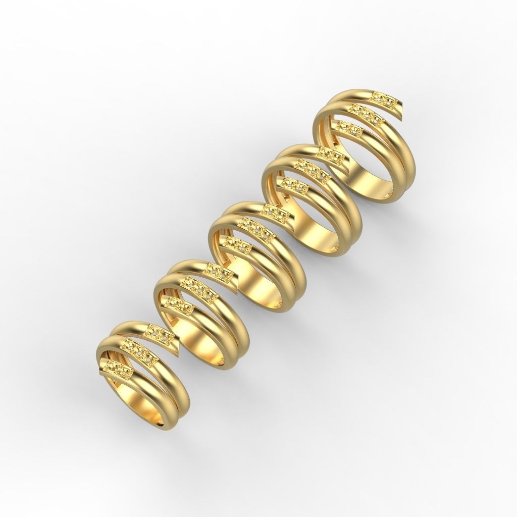 Women ring helix with gems 3dm stl CAD 3D print model_22