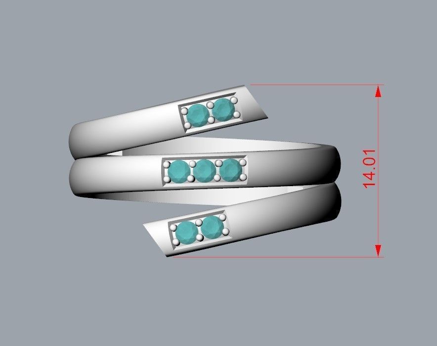 Women ring helix with gems 3dm stl CAD 3D print model_25