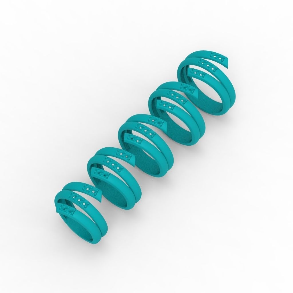 Women ring helix with gems 3dm stl CAD 3D print model_23