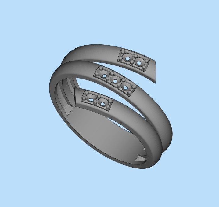 Women ring helix with gems 3dm stl CAD 3D print model_30