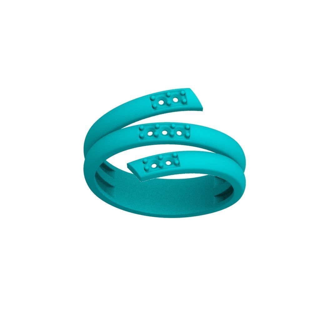 Women ring helix with gems 3dm stl CAD 3D print model_15
