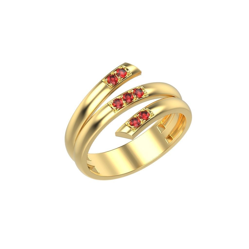 Women ring helix with gems 3dm stl CAD 3D print model_10