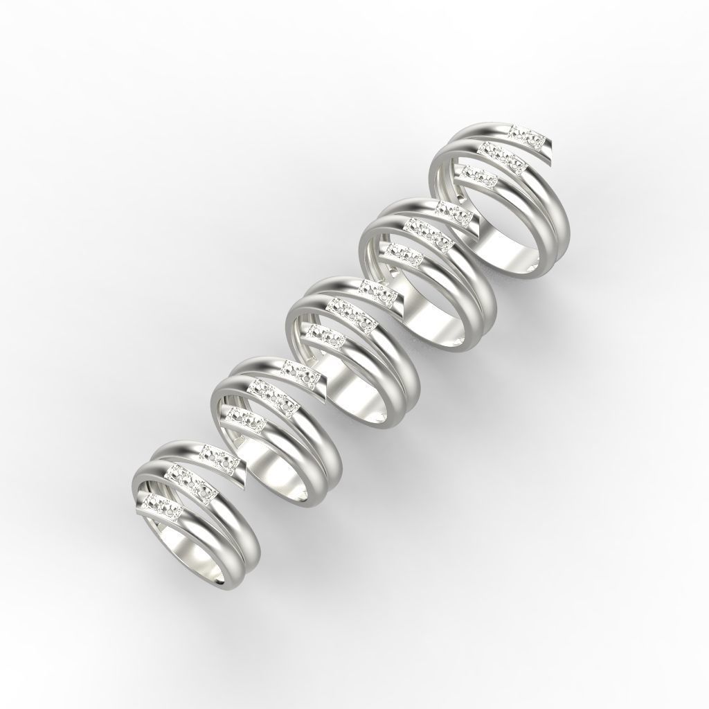 Women ring helix with gems 3dm stl CAD 3D print model_21