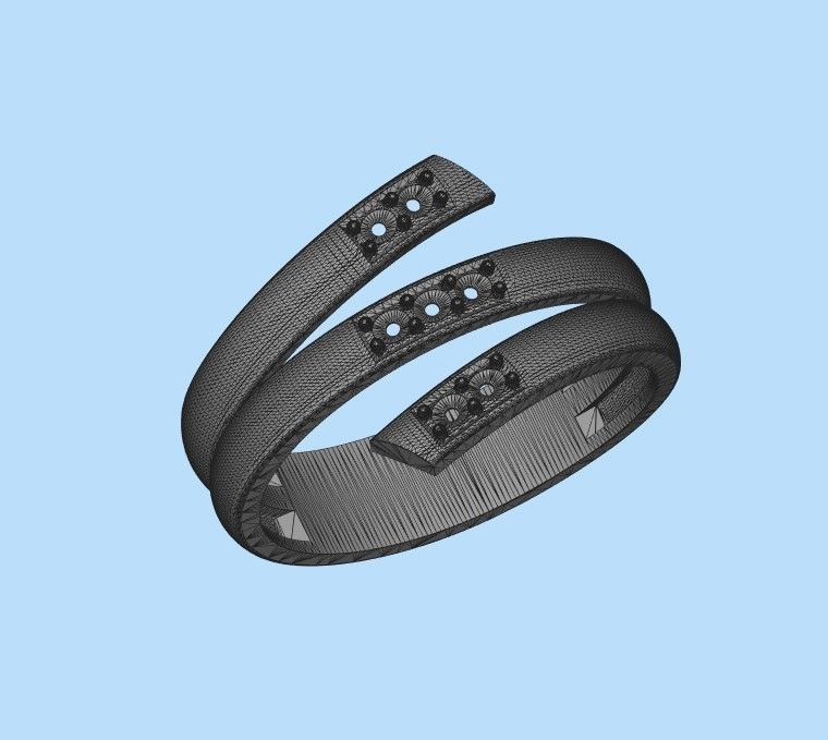 Women ring helix with gems 3dm stl CAD 3D print model_33