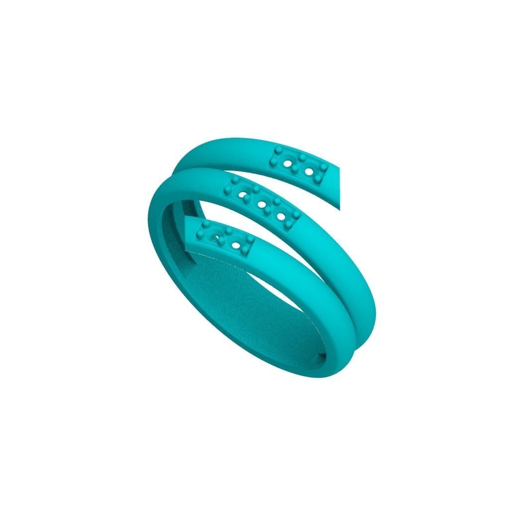 Women ring helix with gems 3dm stl CAD 3D print model_16