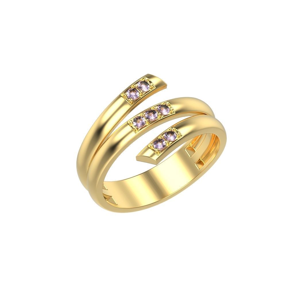 Women ring helix with gems 3dm stl CAD 3D print model_9