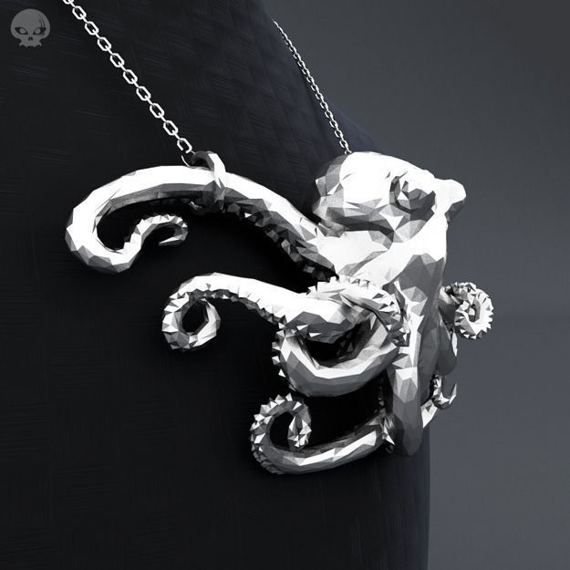 Polygon Octopus Pendant 3D print model_0