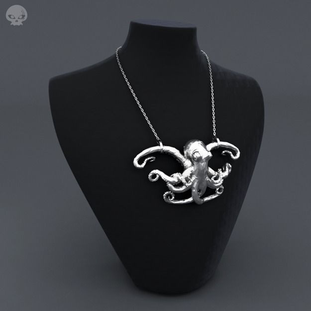 Polygon Octopus Pendant 3D print model_5