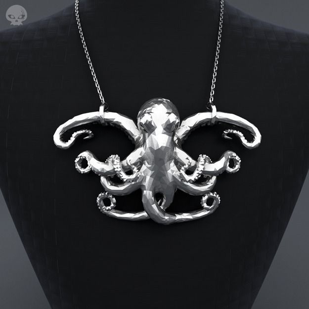 Polygon Octopus Pendant 3D print model_6