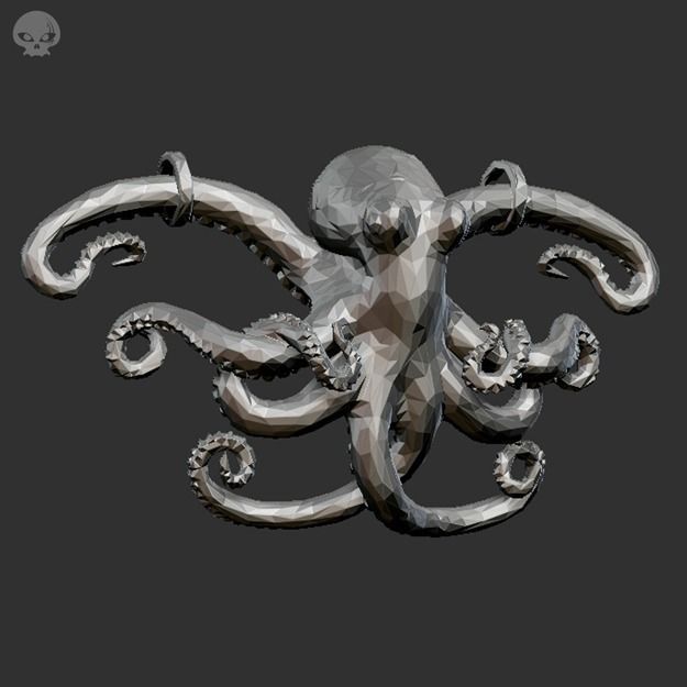 Polygon Octopus Pendant 3D print model_2