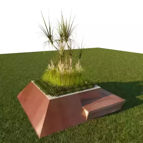 Modern Planter - Bench With Plants 3D model