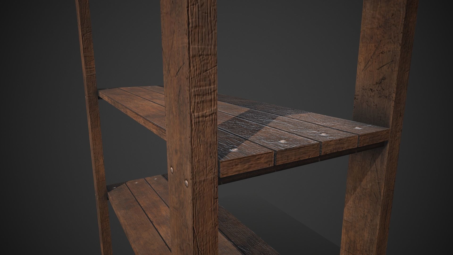 Old Medieval Wooden Shelf Low-poly 3D model_4