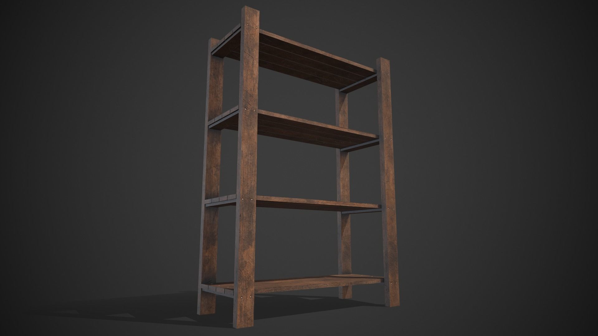 Old Medieval Wooden Shelf Low-poly 3D model_5