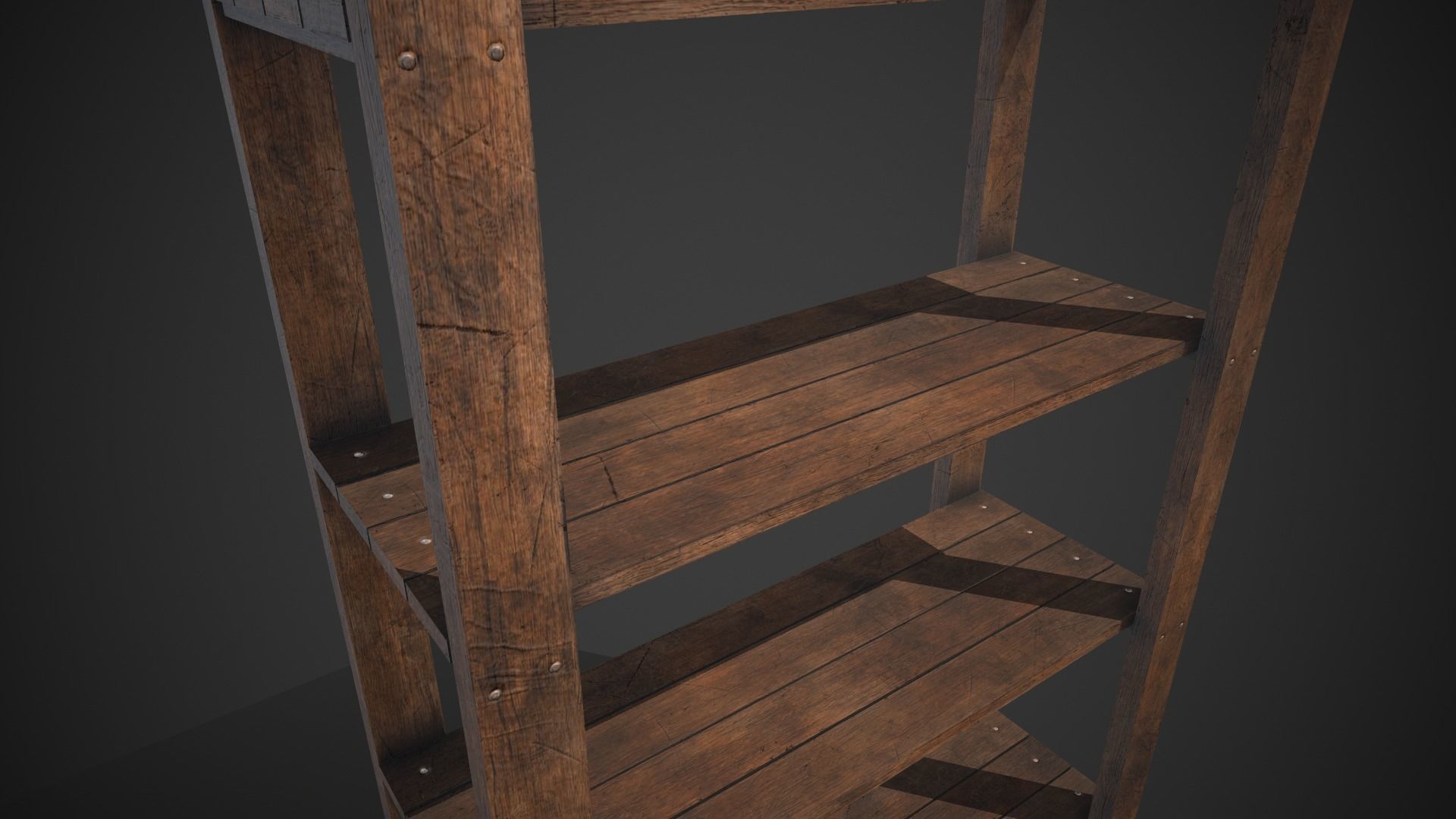 Old Medieval Wooden Shelf Low-poly 3D model_2
