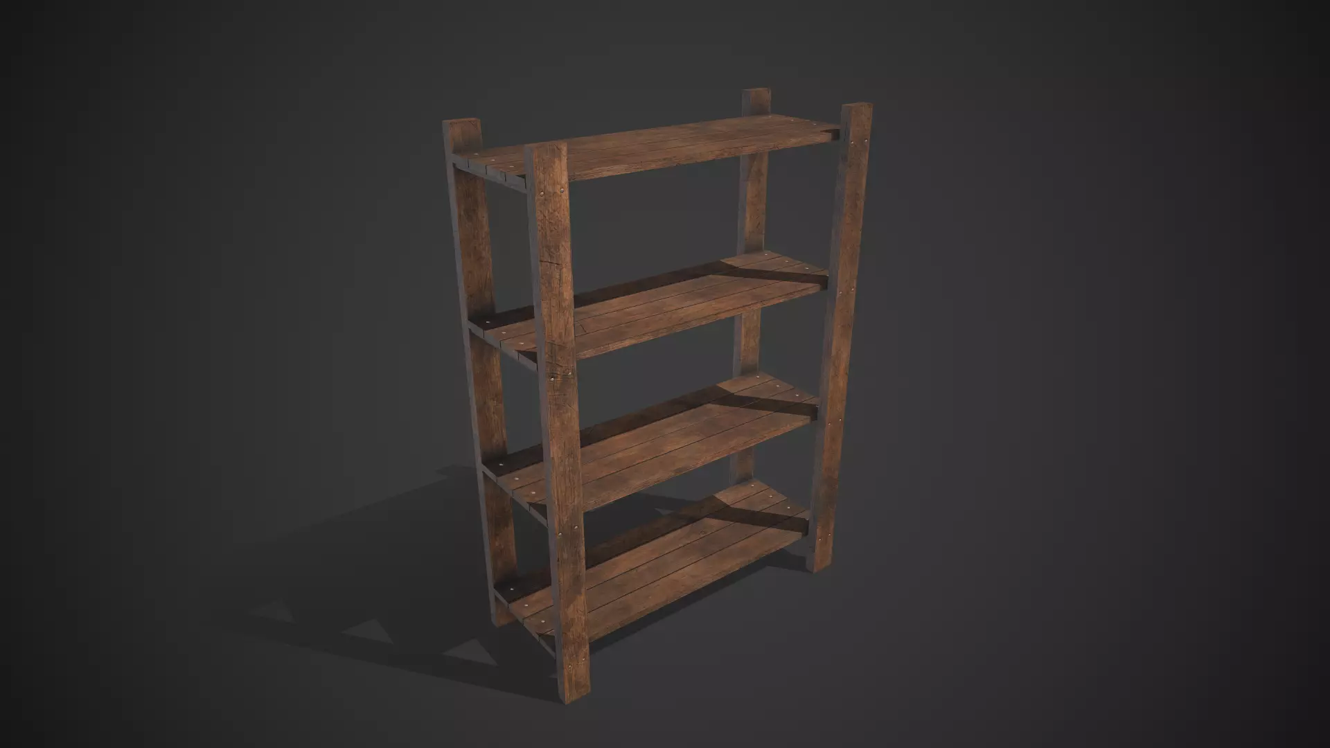 Old Medieval Wooden Shelf Low-poly 3D model_0