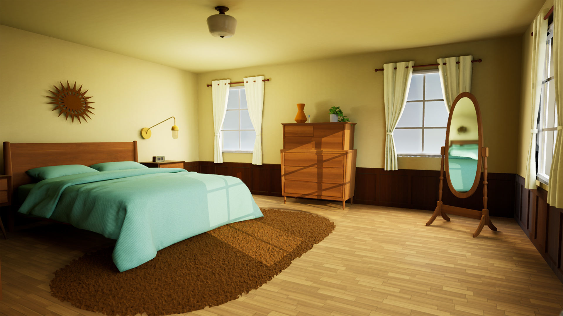 Cartoon House Vol 2 - Upper Floor - UE4 file only Low-poly 3D model_9