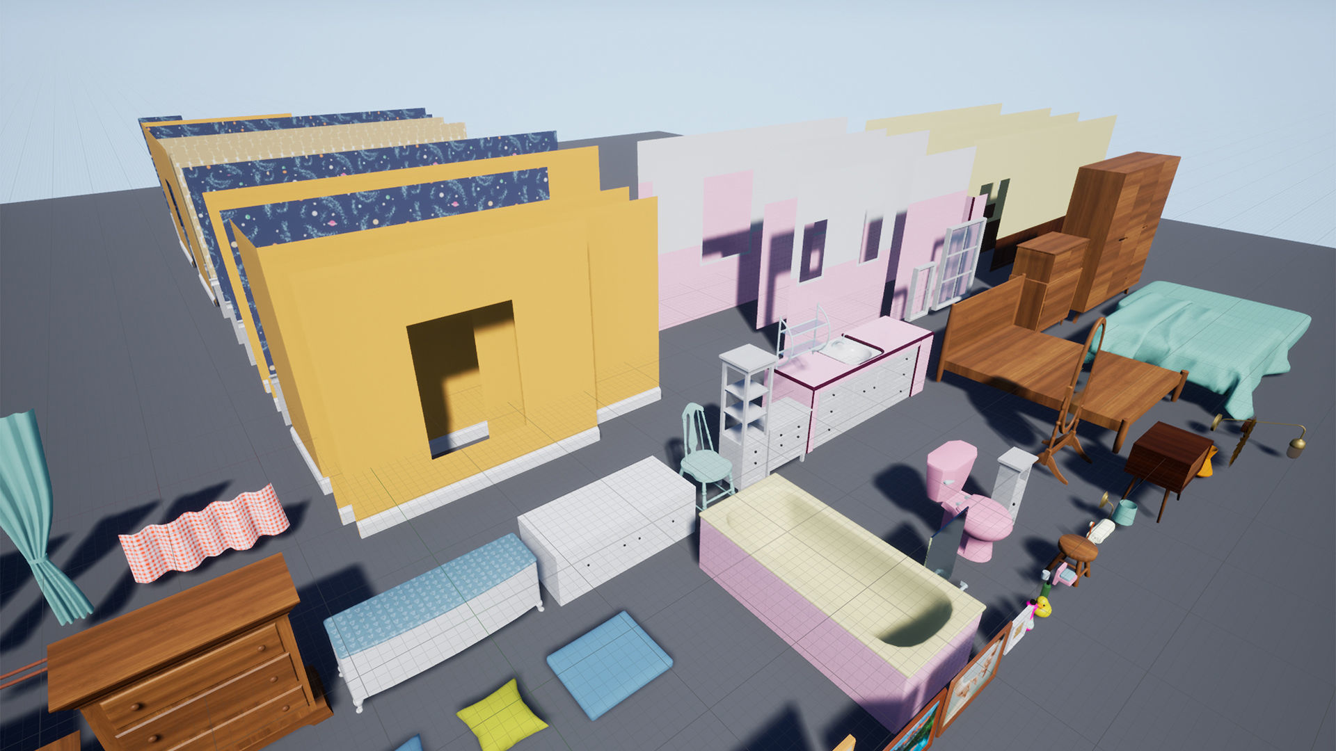 Cartoon House Vol 2 - Upper Floor - UE4 file only Low-poly 3D model_12