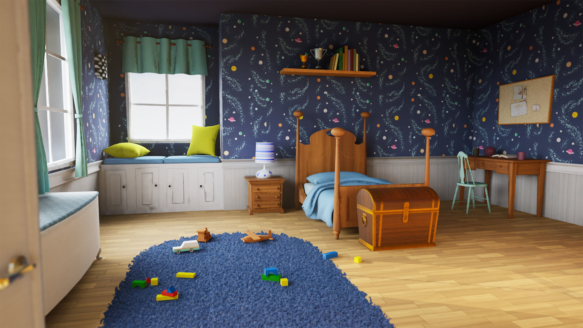 Cartoon House Vol 2 - Upper Floor - UE4 file only Low-poly 3D model_1