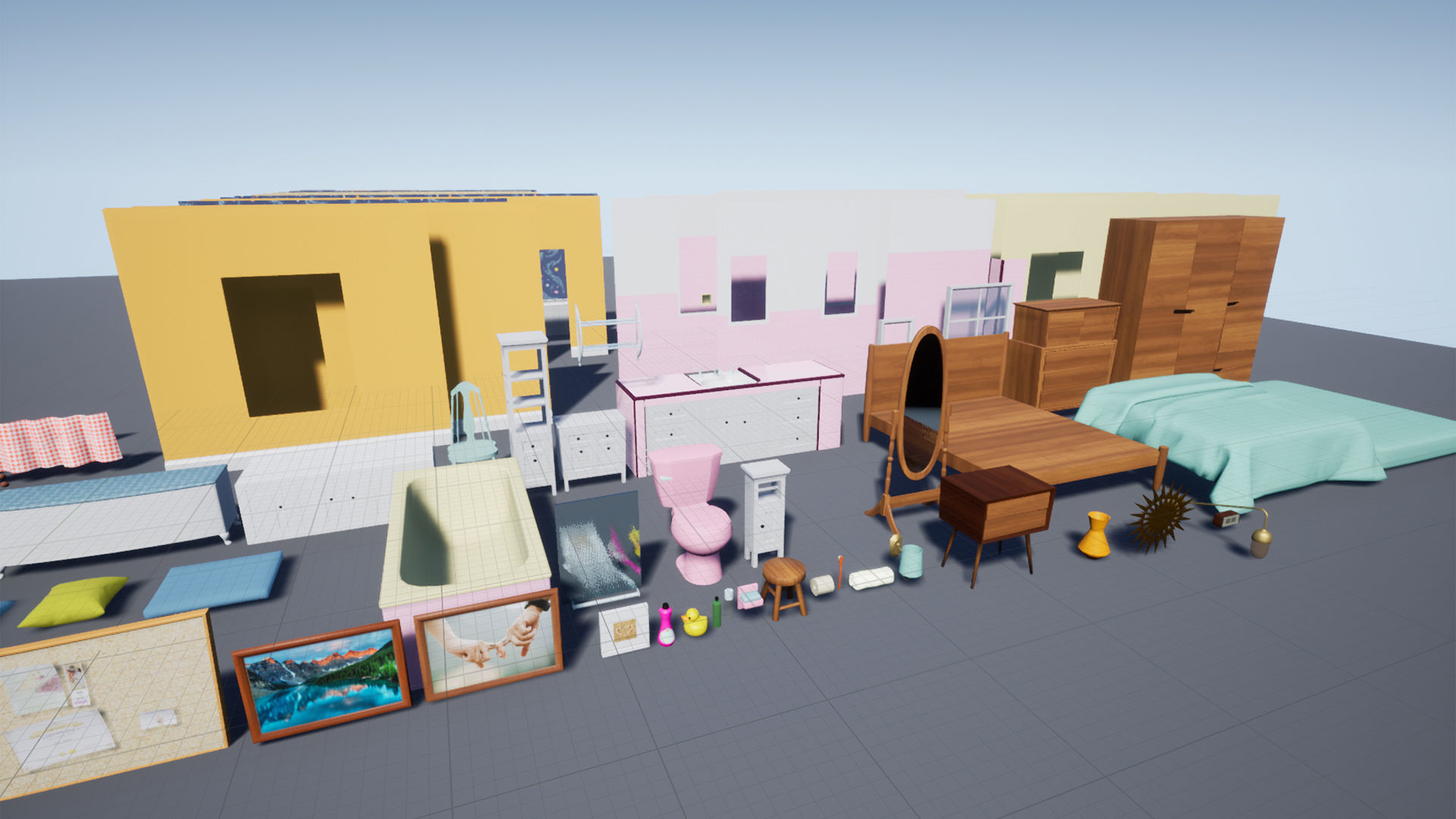 Cartoon House Vol 2 - Upper Floor - UE4 file only Low-poly 3D model_11