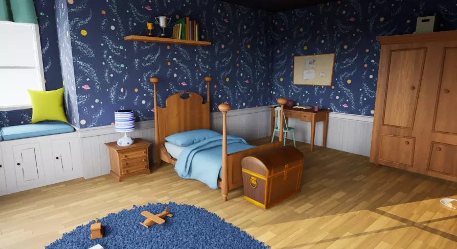 Cartoon House Vol 2 - Upper Floor - UE4 file only Low-poly 3D model_0