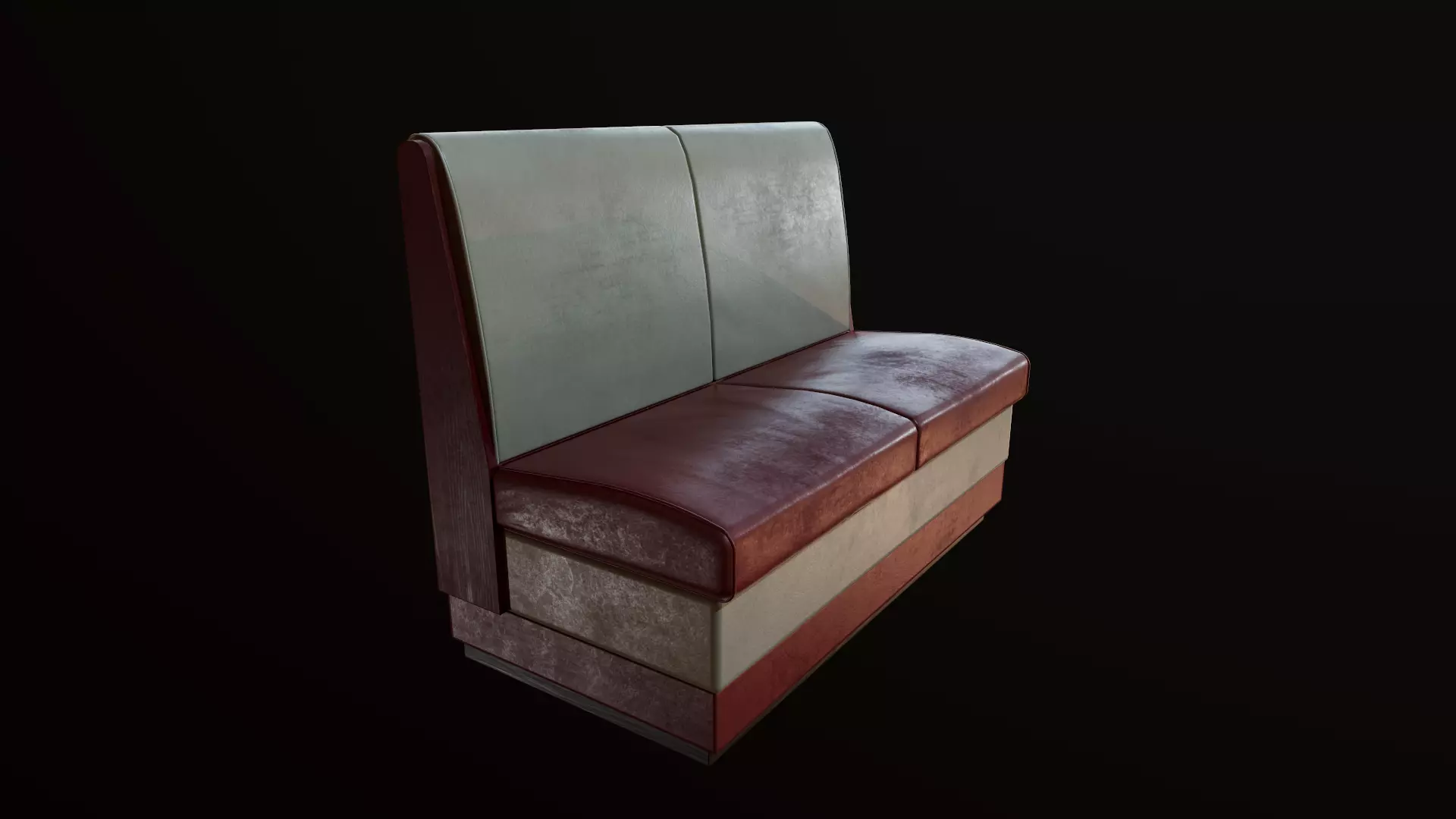 Retro cafe sofa varied colors included Low-poly 3D model_0