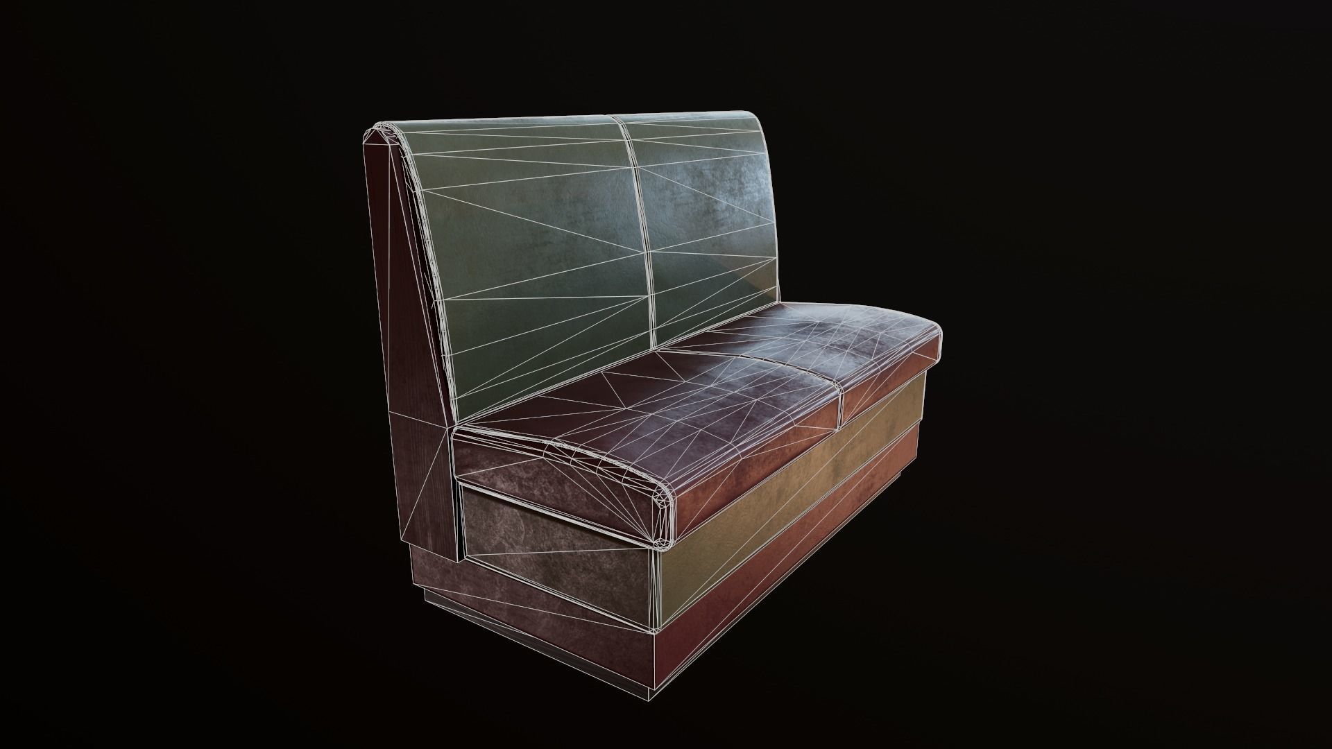 Retro cafe sofa varied colors included Low-poly 3D model_5