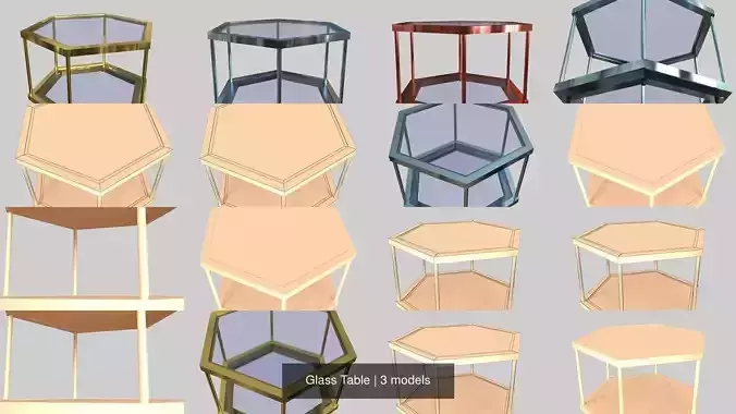 Glass Table 3D Model Collection