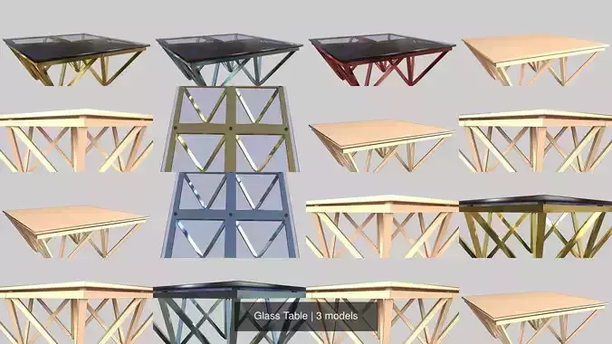 Glass Table 3D Model Collection
