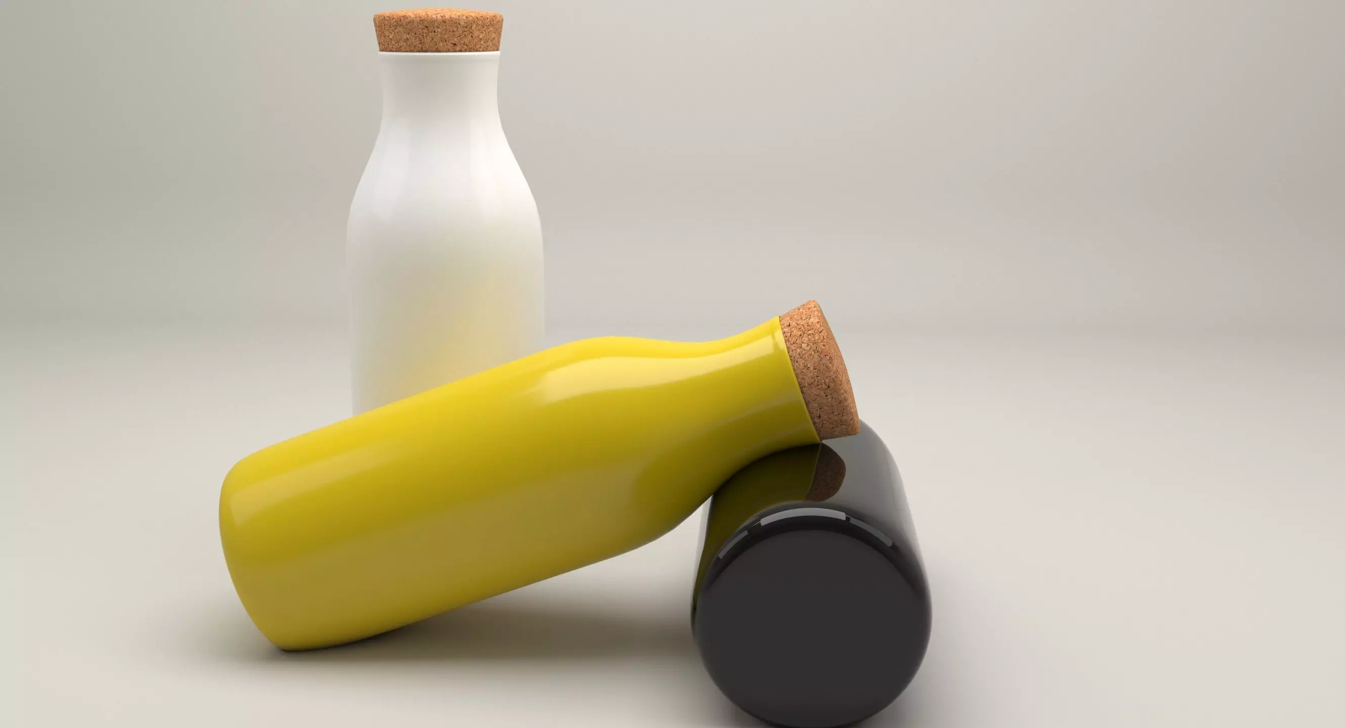 Bottle 3D Model of milk with cork 3D model