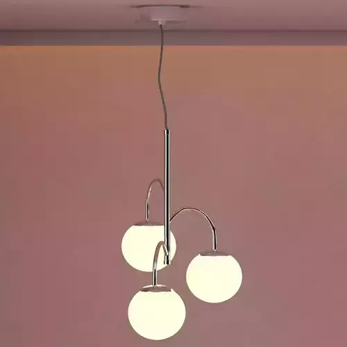 Lamp Set 3D Model pendant light with three glass globes