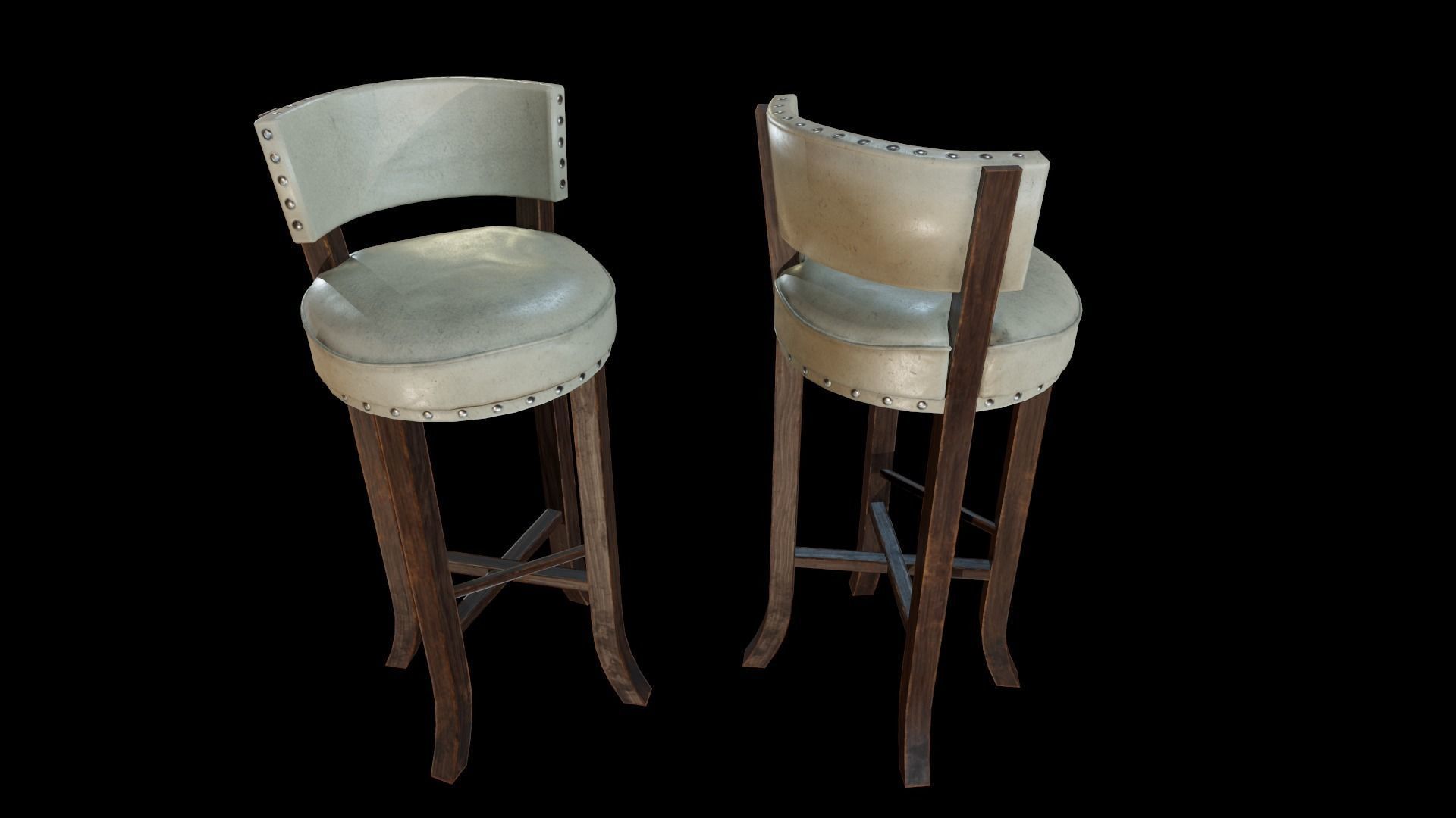 Retro cafe bar stool varied colors included Low-poly 3D model_2